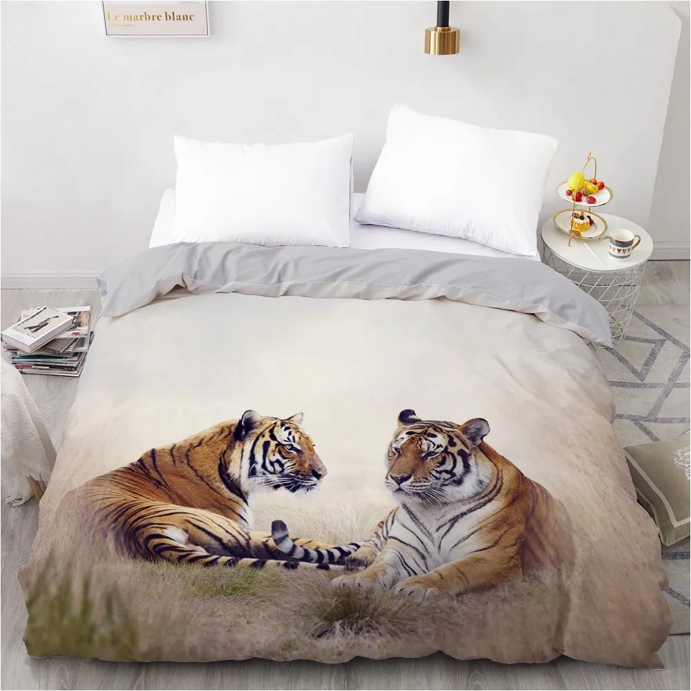 Design Custom Duvet Quilt Comforter Blanket Cover Case Bed Linens Bedding Set Black Animals Tiger Home Textile LJ201015209Y