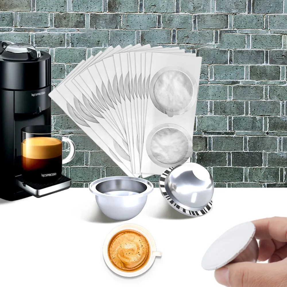 Refillable Vertuoline Нержавеющая сталь многоразовая с уплотнениями Nespresso Capsule Vertuo Coffee Filders Cup 1021