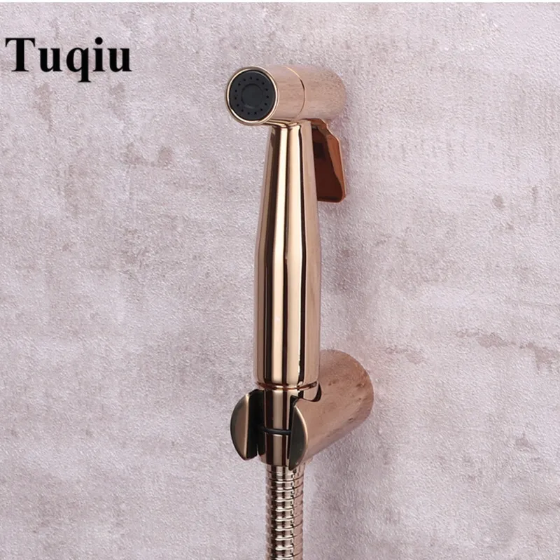 Tuqiu Hand Bidet Sprayer Douche Toilettenset Rose Gold Messing Shattaf Duschkopf Kupfer Set Jet Wasserhahn Y200321