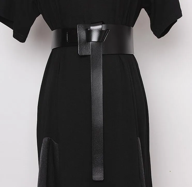 Bälten Kvinnor Runway Fashion äkta läder Cummerbunds Kvinnliga klänningskorsetter Midjeband Decoration Wide Belt R2467287E