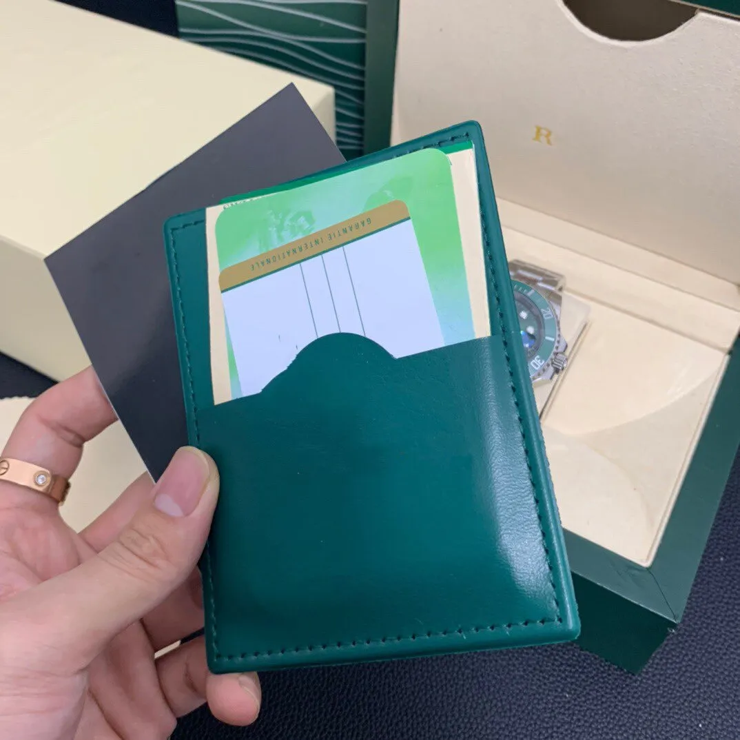 Luksusowy zielony z oryginalnym drewnianym rol zegarek ex box papiery papierowe pudełka na kartę