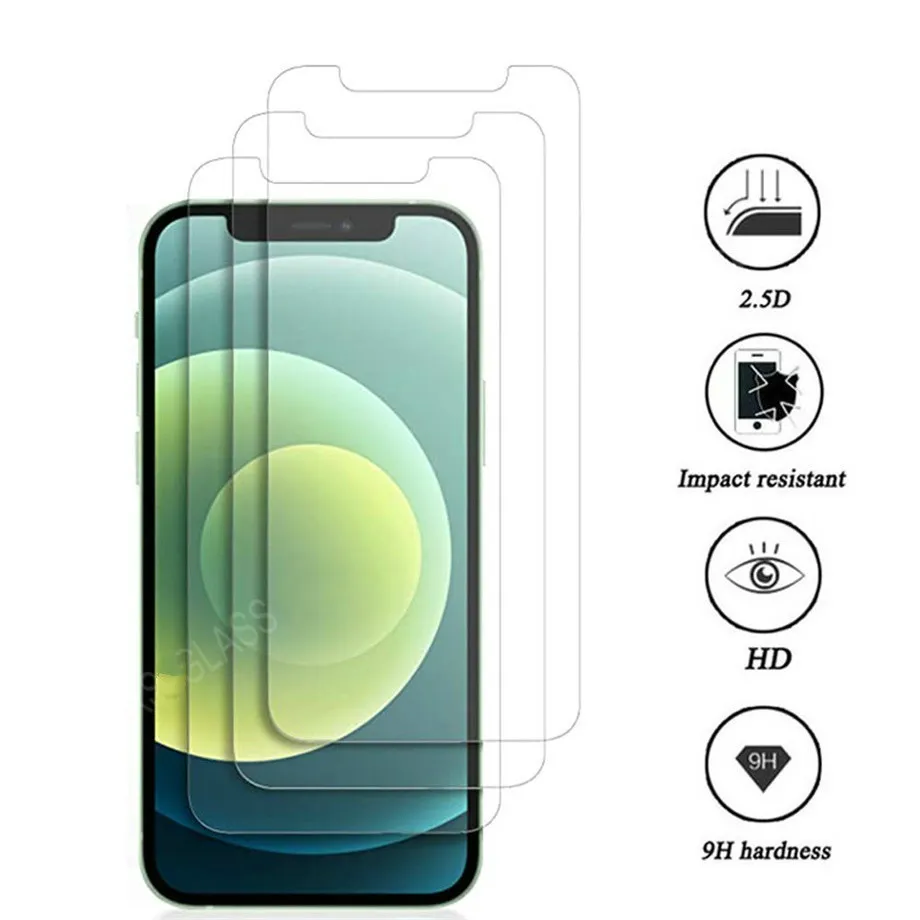 Temperierter Glasschriftenschutz für iPhone 15 14 12 13 Mini 11 Pro XR XS max x 8 7 6 Plus für Samsung A10S A20S A21S A12 A22 A32 A52 A02S für LG Stylo 5 Moto E6 Nur Glas