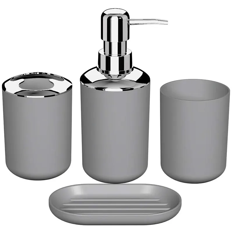 Plastic Bathroom Accessory Set,Bath Toilet Brush Accessories Set with Toothbrush Holder,Toothbrush Cup