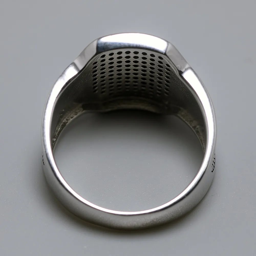 Solid 925 silverringar coola retro vintage turkiska ring bröllop smycken för män svart zirkon sten krökt design bekväma passningar 12964102