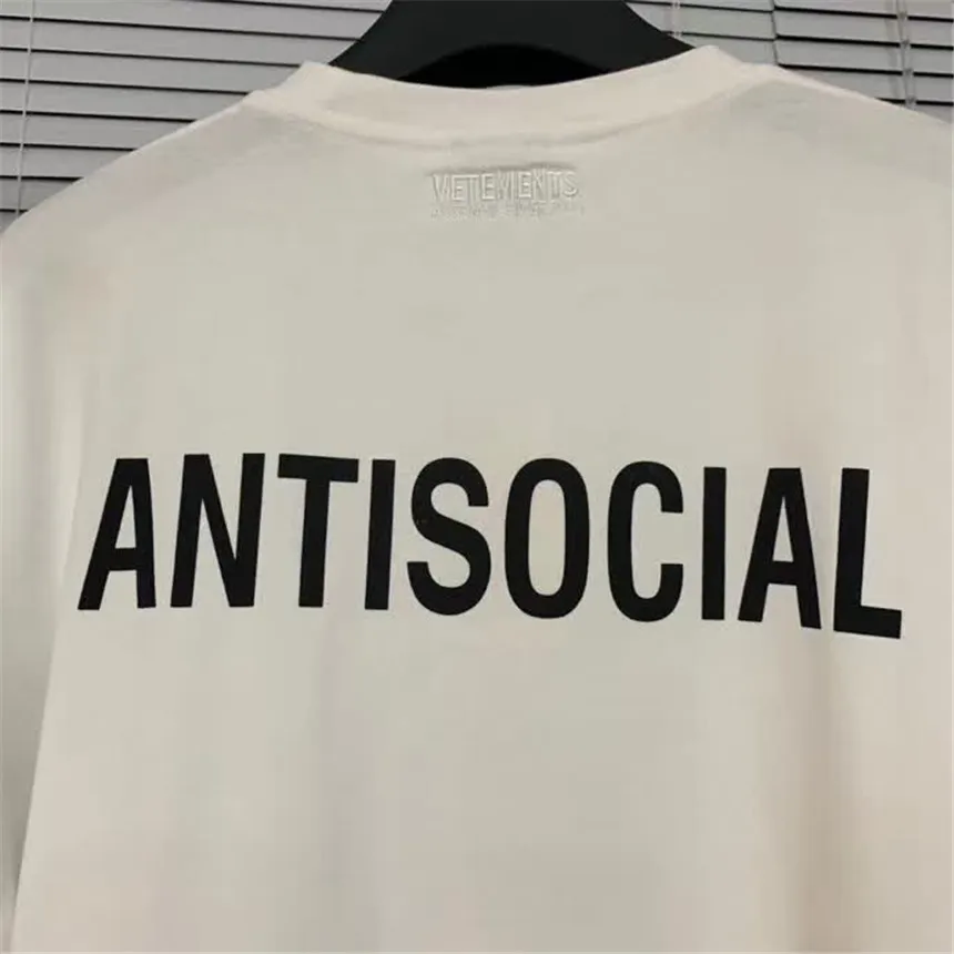 VETEMENTS GEEN SOCIAL MEDIA T-shirt 2021 Mannen Vrouwen asociale VETEMENTS T-shirts 1:1 Tag VTM Tops Hoge Kwaliteit Katoen Tee VTM X1214