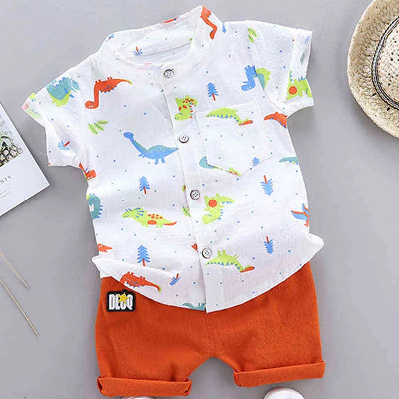 Humor Bear 2022 New Boy Summer Clothing Sets Fashion Casual Cute Animal Shirt+ Shorts Sets Boys Baby Kids Children Clothes G220310