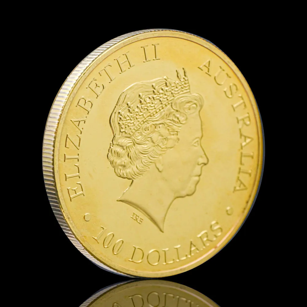 10шт не магнитные золото, покрытые кенгуру, Элизабет II Queen Австралия сувениры, монета, коллекционные монеты Медаль 2231715