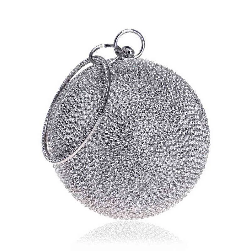 Sacos Da Noite Strass Mulheres Sacos De Noite Bola Dados Diamantes Diamantes Dia Embreagem Embreagem Corrente de Ombro Lady Circular Bolsa 220314