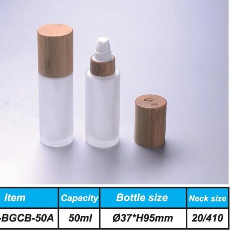 30ml 50ml 100ml 120ml Frost Frost Bottle Glass With With Bamboo Lotion Pump Bottle