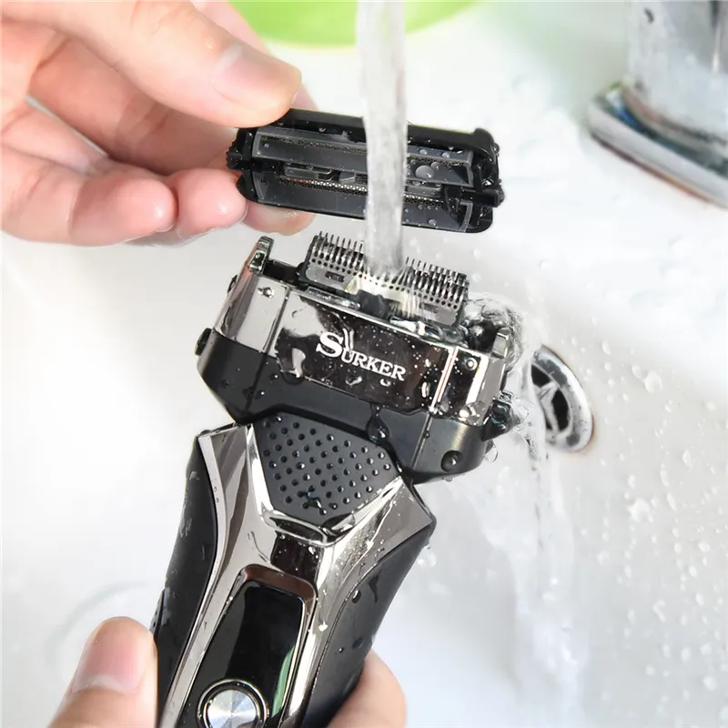 Elektrikli Tıraş Makinesi Şarj Edilebilir 3D Yüzer Bıçak Sakal Giyotin Erkekler Yıkanabilir Razor Profesyonel Tıraş Makinesi 5