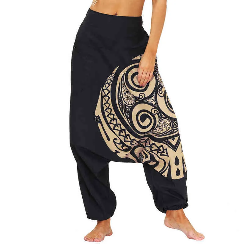 Drop Bottom taille élastique coupe ample Baggy Gypsy Hippie Boho Aladdin Yoga sarouel pour femmes et hommes H1221