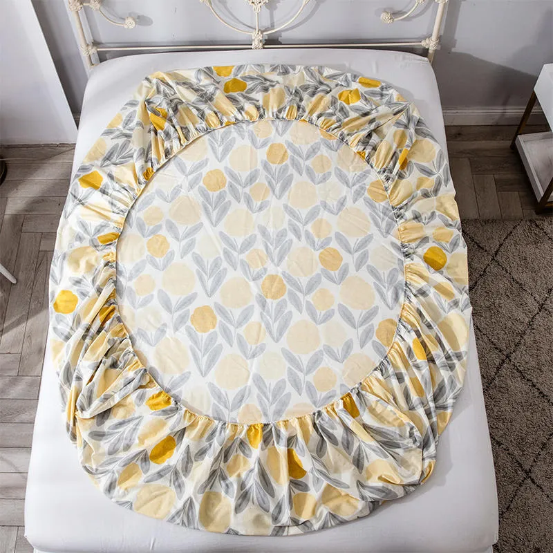 Linge de lit 100% coton, drap-housse Queen King Size avec bande élastique, protège-matelas en coton de couleur jaune, draps doubles 2011321Z