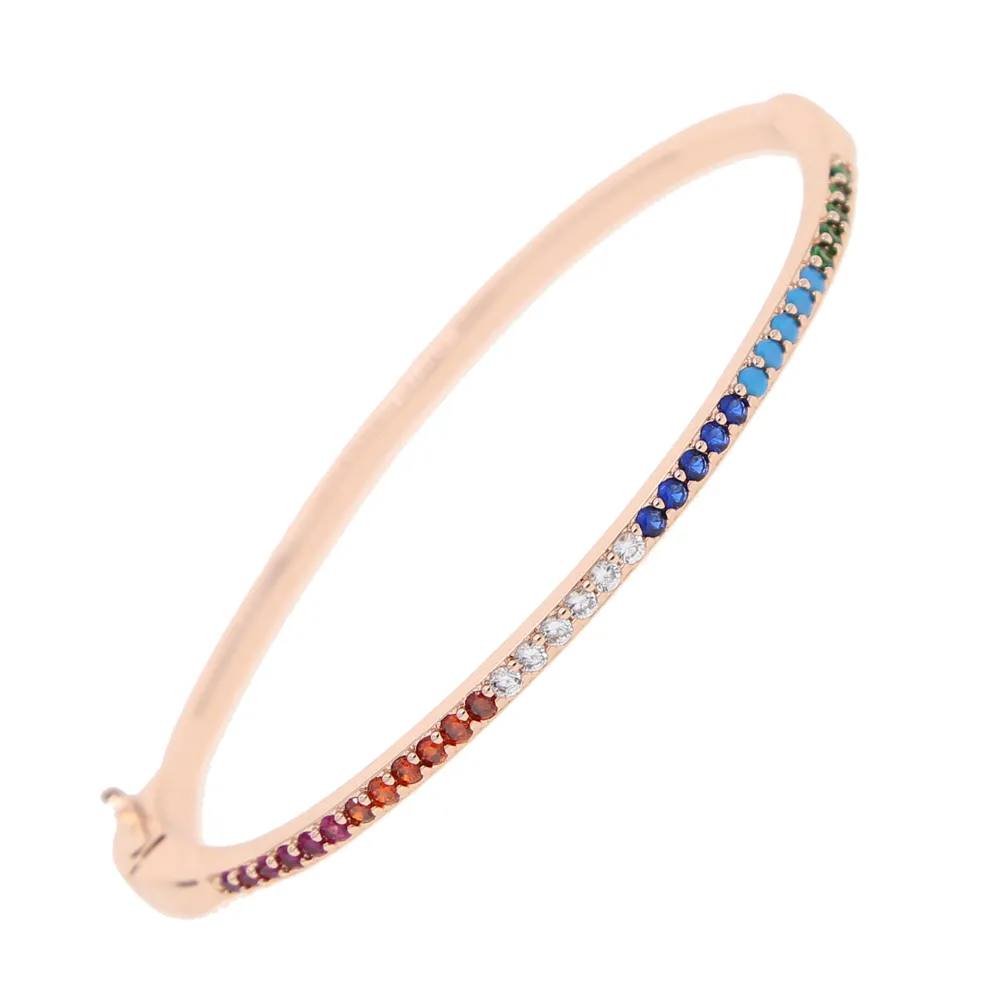 2021 nouvelle mode à la mode femmes européennes bijoux Micro pavé arc-en-ciel CZ mince Bracelet Bracelet en gros