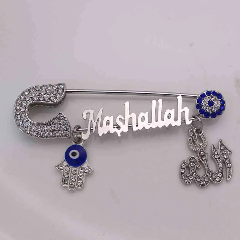 musulmano islam turco malocchio Corano quattro Qul suras Mashallah Spilla in acciaio inossidabile baby pin