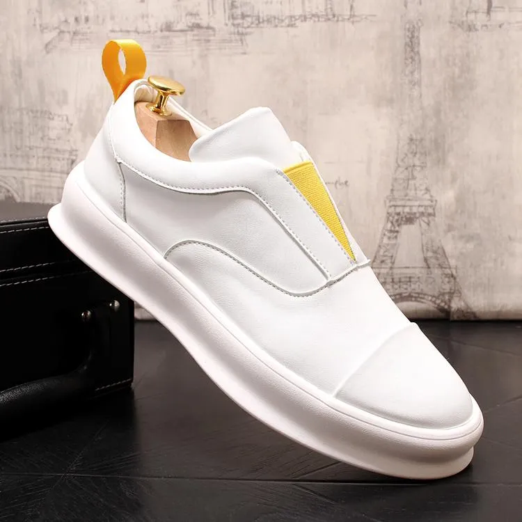 White Designer Alto Tops Homens de Negócios Business Sapatos Britânicos Moda Redonda Toe Causal Flats Masculino Punk Rock Andando Sapatilhas