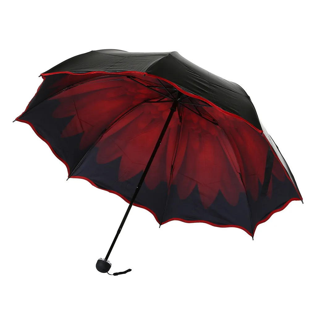Guarda-chuva feminino Renda Preto Guarda-chuva dobrável Guarda-chuva de viagem à prova de vento Guarda-chuva dobrável anti-uv Guarda-chuva de sol/chuva @25 201104