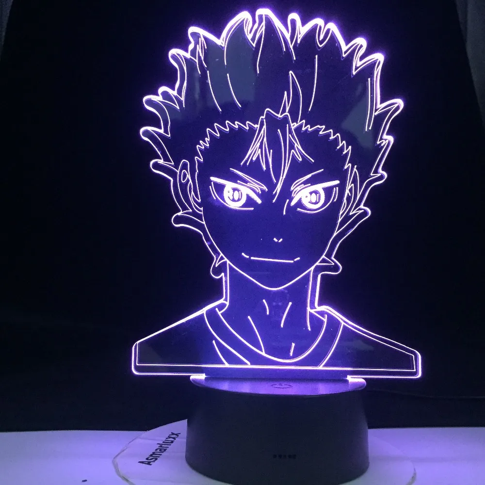 Haikyuu nishinoya yuu figur för barn barn sovrum dekor nattljus rgb färgglad skrivbord led nattljus manga 3d lampa anime gåva282n