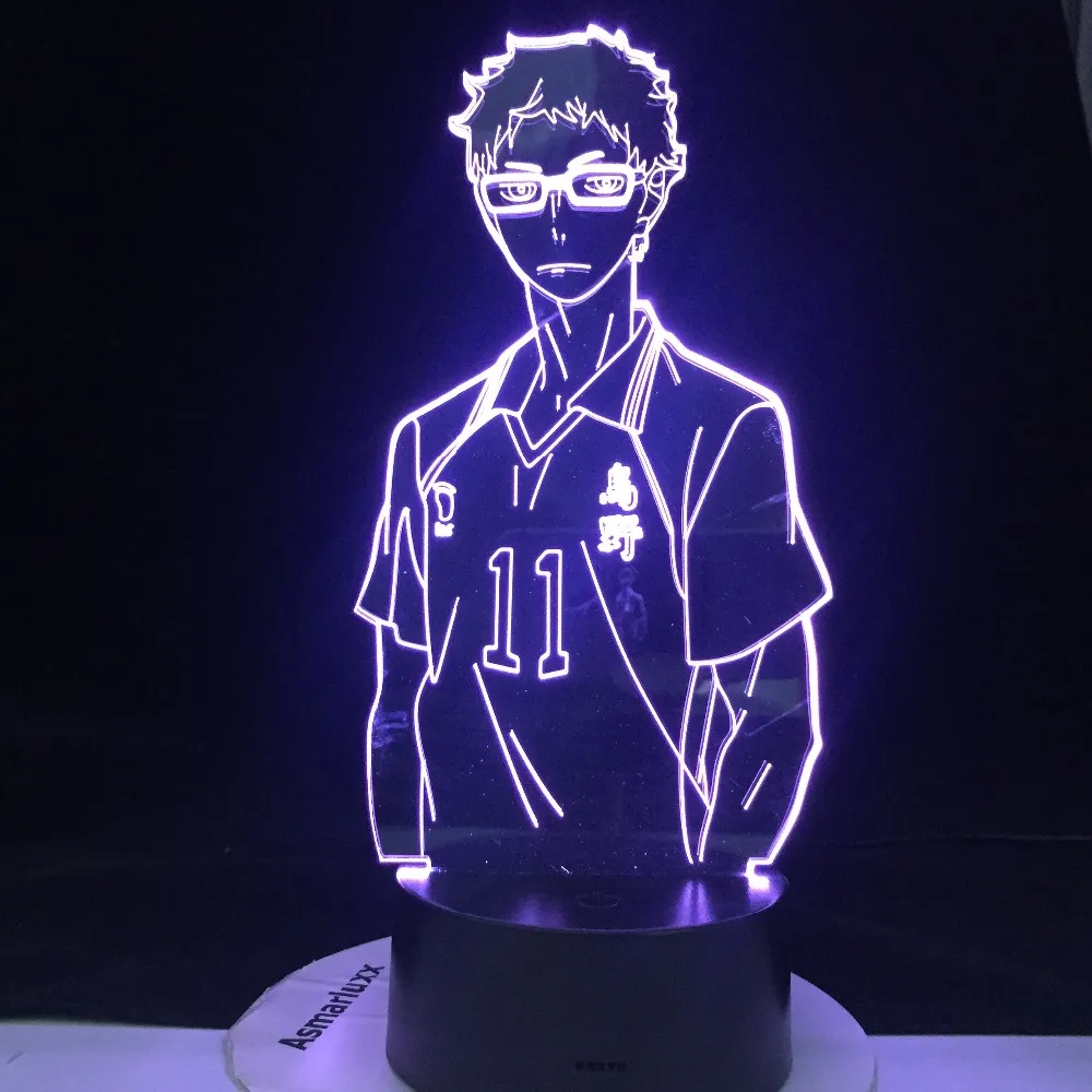 Kei Tsukishima 3d светодиодная аниме -лампа Haikyuu Manga Gift Anime 3D лампа ночная лампа Otaku Подарок хорошо упакованный и быстрый Dropship2487
