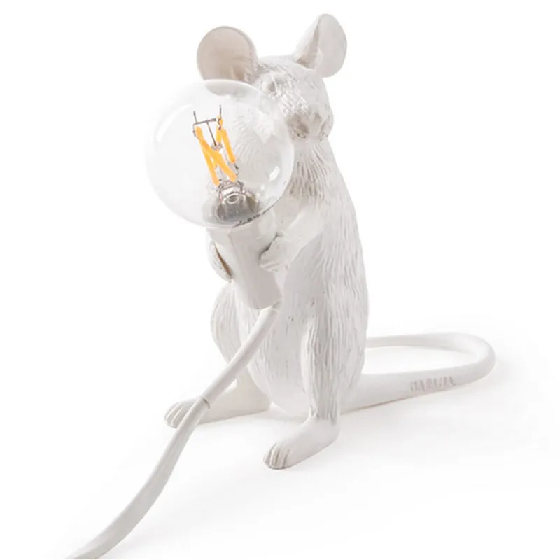 Moderne hars muis tafellamp LED RAT TAK LAMP Desk Kids039gift Room Decor Led Night Lights EU -plug zitting Rat C09308303185