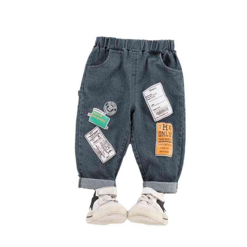 Bébé garçon lâche jeans taille elastic pull doux sur bambin enfants denim pantalon printemps automne mode décontracté Trouses C0007 G1220