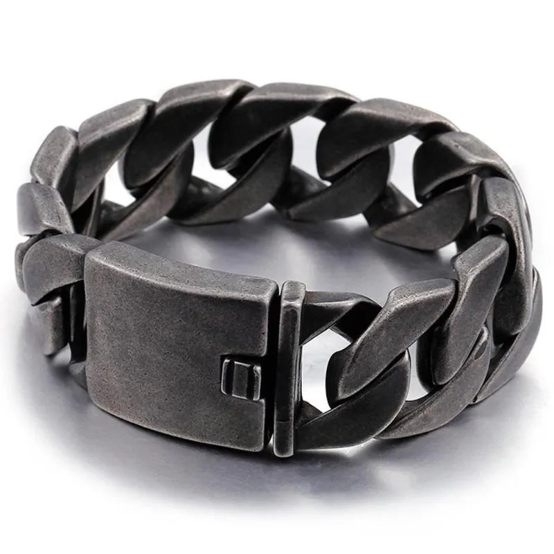 Bracciale a maglia cubana con cordolo in acciaio inossidabile 316L da uomo pesante e freddo da 25 mm, regalo di Natale 8 66 pollici1271b