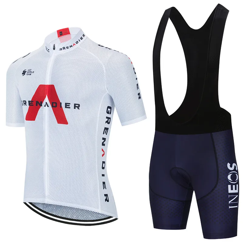 Wielertrui Set 2021 Pro Team INEOS Zomer Ademende Fietskleding Heren Dames Fietsshirt met korte mouwen MTB Uniform Bib Short1007730