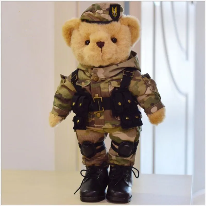 Hochwertiger Teddybär Plüschspielzeug weiche pp Baumwolle Uniformpuppe Sammlung Militärgeschenke Veteranen Souvenir Weihnachtsgeschenk2858245