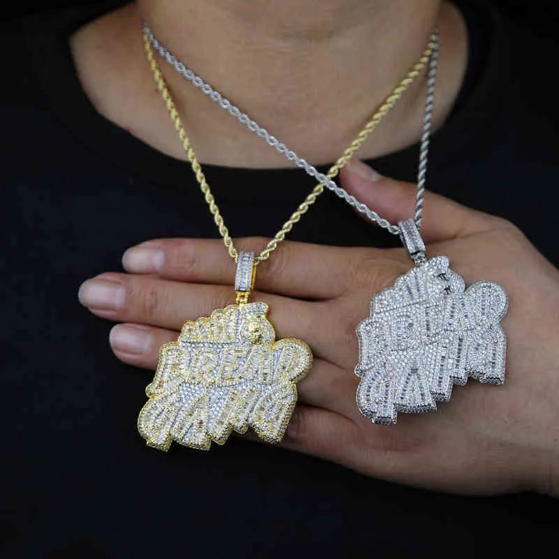 Pendant Necklaces Bread Gang Hip Hop Iced Out Bling Full Paved 5a Cubic Zirconia Cz Rock Punk Men Boy Necklace 220212208p8746353