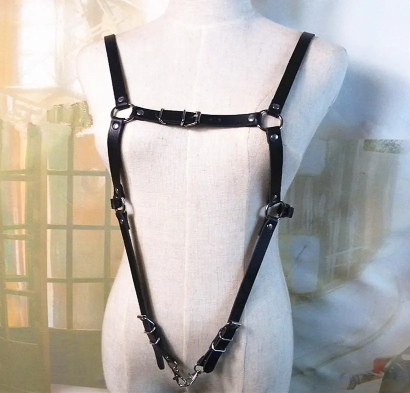 Arnês de sutiã de couro punk masculino sexy cinto erótico corpo bondage harajuku suspensórios góticos lingerie masculina alças de ombro1298b