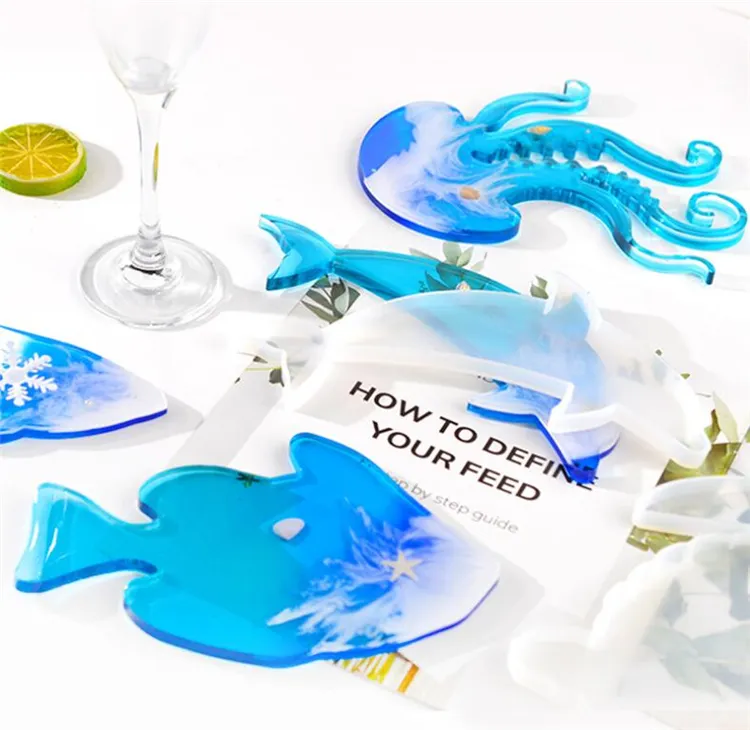 DIY turtle crystal drop mold marine animal coaster mold silicone resin combination set Craft Tools 9038