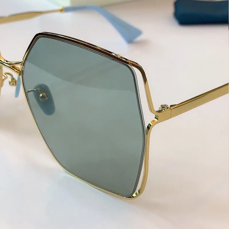Damesmode zonnebril 0817 groene lens vierkante dunne metalen half frame zonnebril winkelbril hoge kwaliteit met originele doos s193n