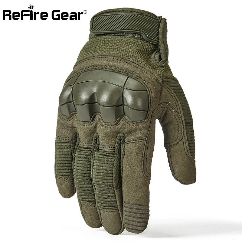 ReFire Gear Taktische Kampfarmee-Handschuhe für Herren, Winter, Vollfinger-Paintball-Fahrrad-Fäustlinge, Shell-Schutz, Knöchel-Militärhandschuhe, 20289T