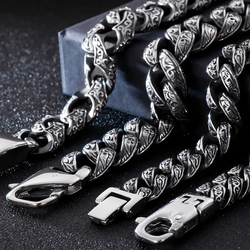 Bracciale in acciaio inossidabile massiccio uomo braccialetti a catena di collegamento da uomo braccialetti di metallo braccialetti a mano bracciali regali di gioielli a mano fidanzato 2202222419