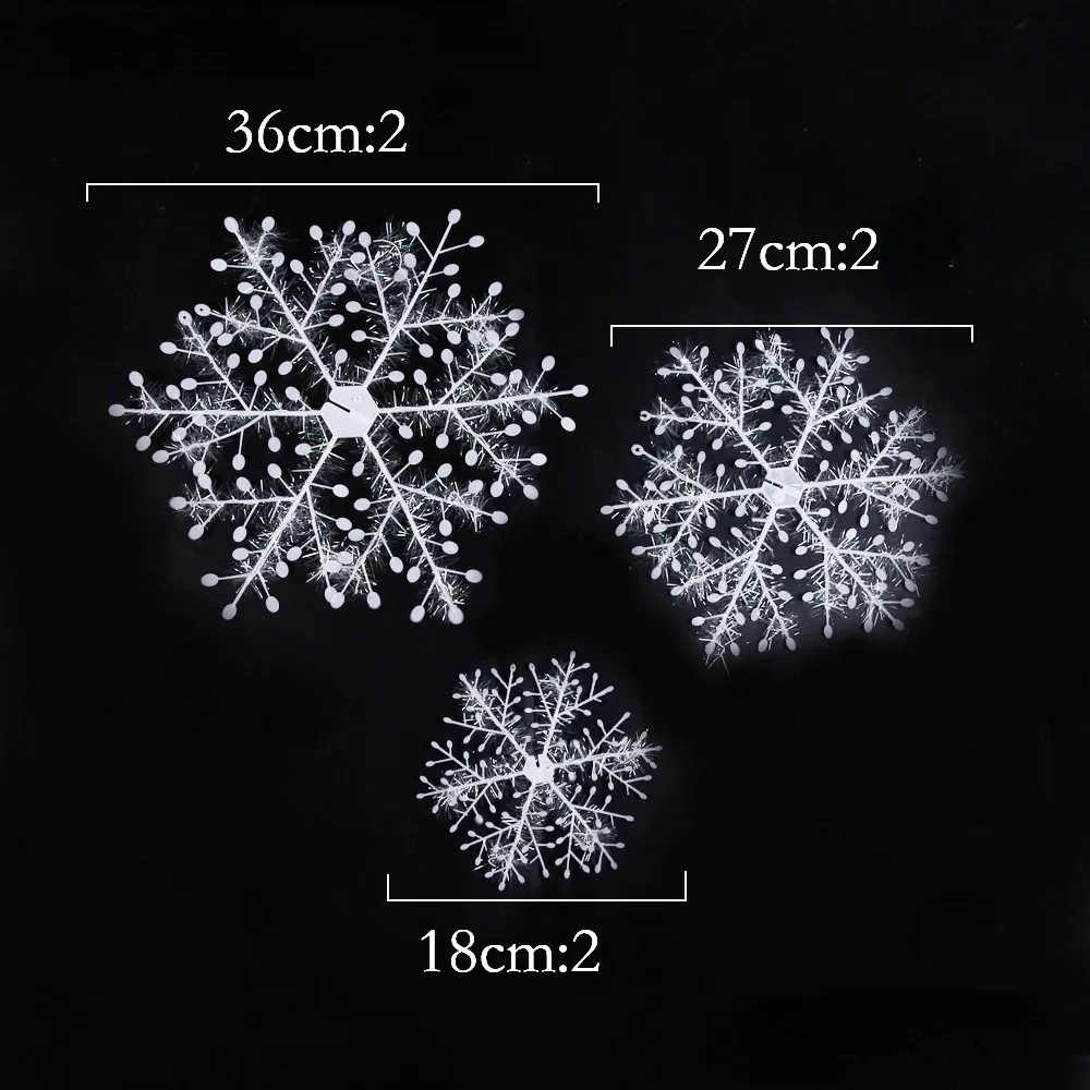 크리스마스 눈송이 장식 장식 홈 흰색 플라스틱 크리스마스 눈송이 나무 펜던트 출생 장식을위한 크리스마스 장식
