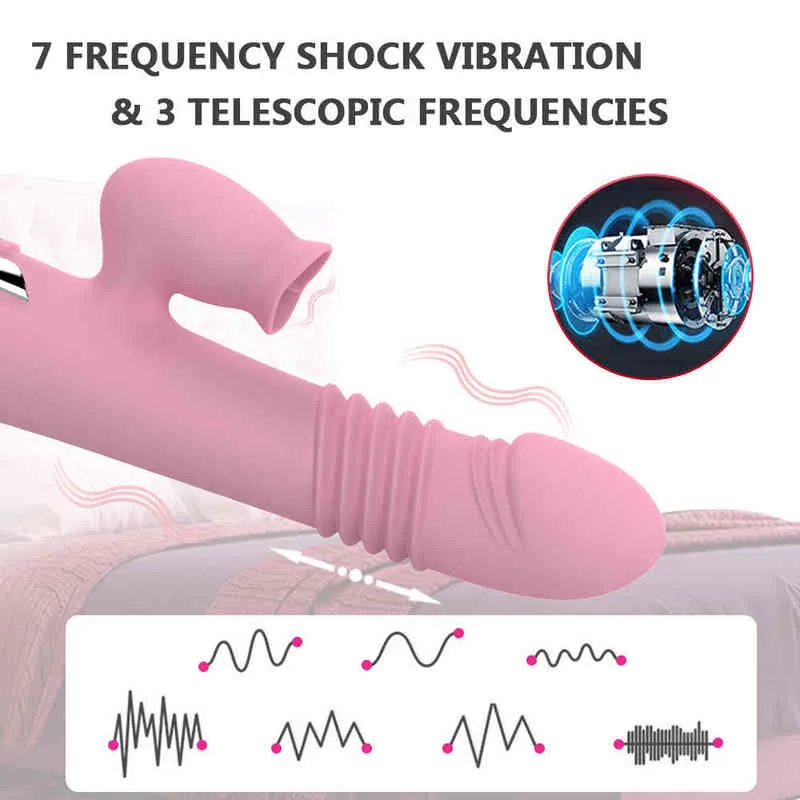 NXY Vibratoren Weiblicher G-Punkt-Dildo Kaninchenvibrator Automatischer Druckknopf-Sexspielzeug Klitoris-Stimulator Vaginalmassagegerät Erwachsenenspielspielzeug 0112