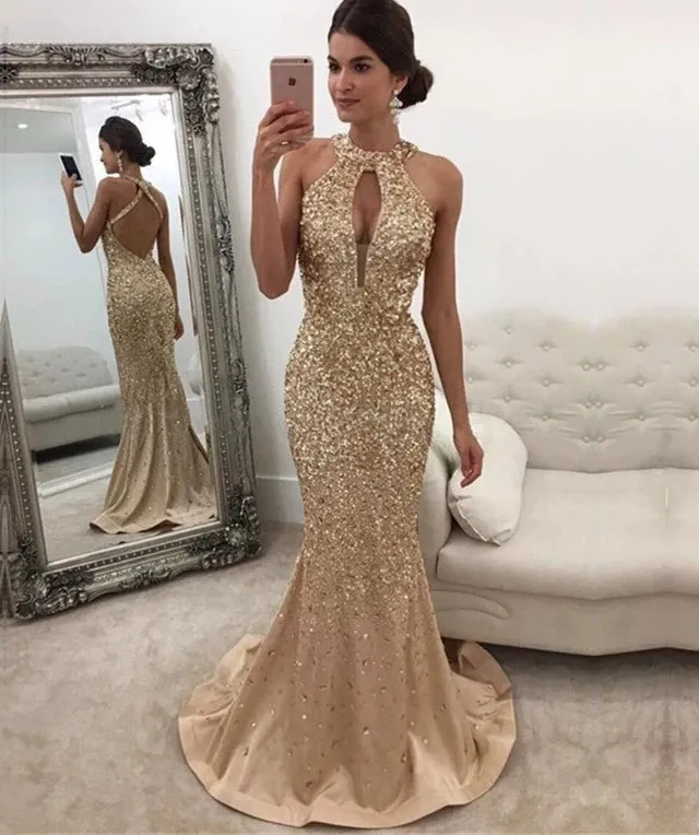 2021 Rose Gold Prom Dress Mermaid Formal Party Ball Gown Long Sleeve Afraic Girl Green Evening Dresses Deep Pageant Drseses Custom1053967