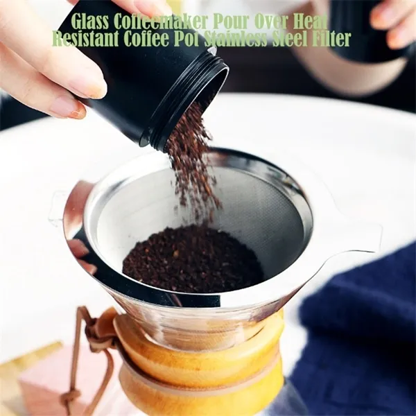 Glass Turkish Pots Heat Resistant Classic Maker Pour Over Coffeemaker Pot Stainless Steel Coffee Filter C1030275L