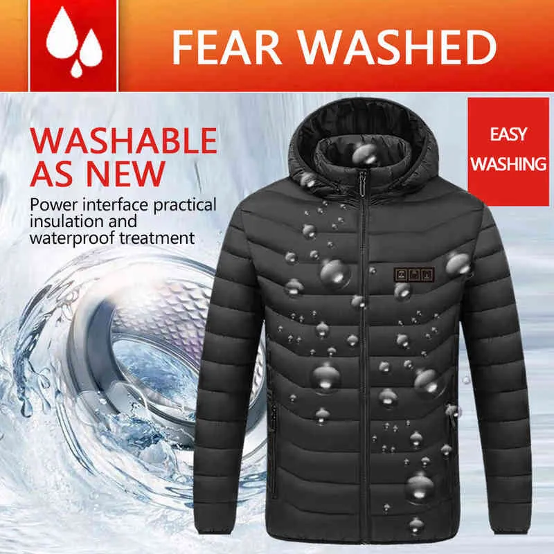 11 개 지역 가열 재킷 USB 남성 여성 겨울 야외 전기 난방 자켓 따뜻한 스포츠 열 코트 의류 열기 250K