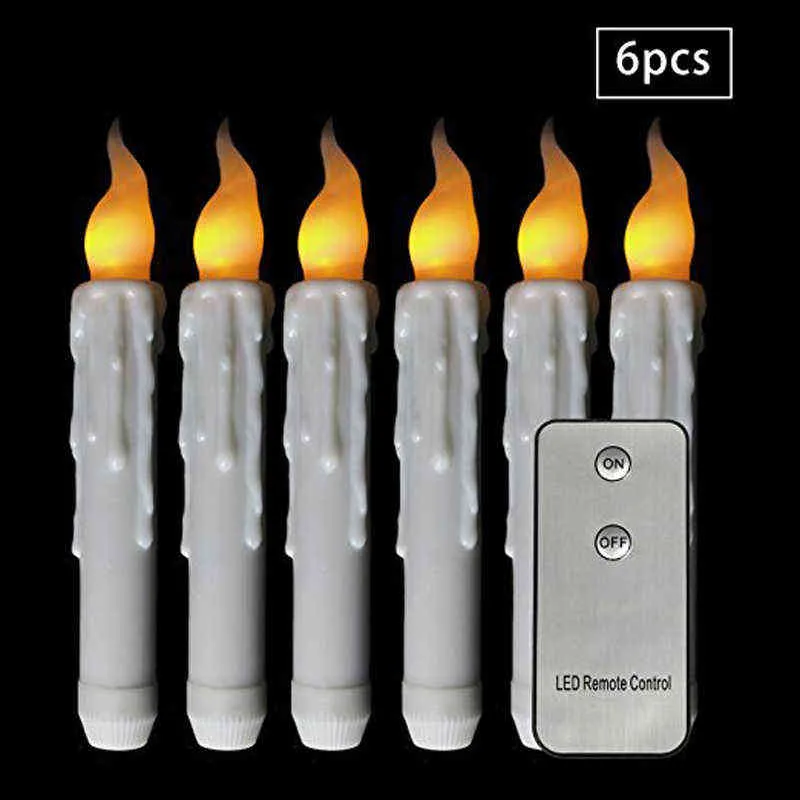 Pack van 12 Remote Warm White Flameless Battery Candles, Amber Long Taper LED-kaarsen, elektronische kaarsen, batterij niet inbegrepen H1222