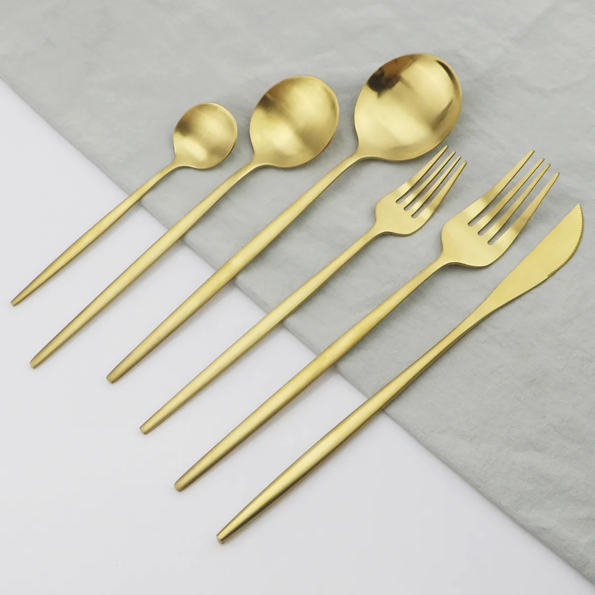 أبيض الذهب أدوات المائدة الذهب Lnife Sessert Fork Spoon Dinn