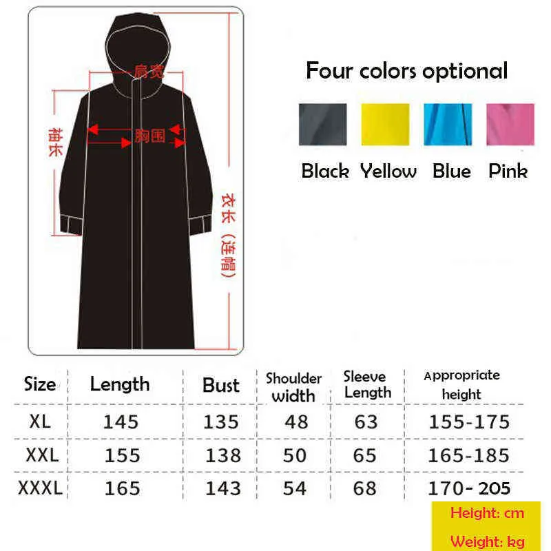 EVA imperméable femmes hommes fermeture éclair à capuche Poncho moto vêtements de pluie Style Long randonnée Poncho environnement veste de pluie 2201179168102