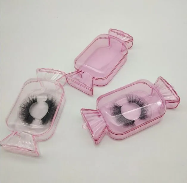 Cute Candy Lashes Package Box Container Mink Eyelashes Boxes Fake False Eyelashes Packaging Case Empty Eyelash Box Cosmetic Tools