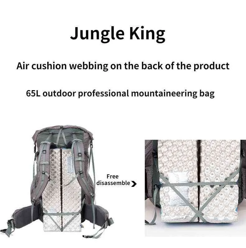 JUNGLE KING CY1040 Water-resistant Hiking Backpack Lightweight Camping Pack Travel Mountaineering Backpack Trekking Rucksacks65L 211224