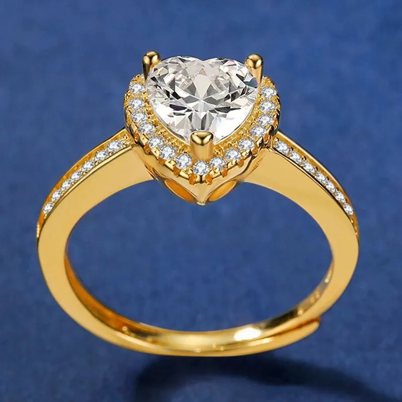 2021 NOWOŚĆ S925 Srebrny Goldplated Bercted Diamond Pierścień Lekki luksusowy moda osobowość