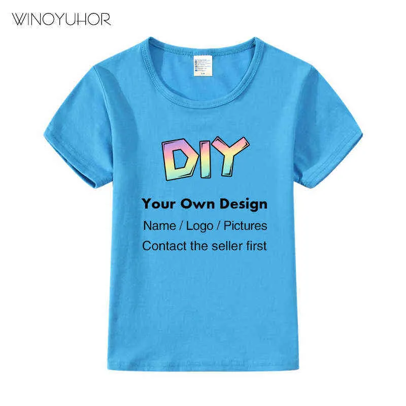 Din egen design / bild Custom Print Tshirt Boys Girls Diy Bomull T-shirt Barn Kids Sommar Kortärmad T-shirt Kläder G1224