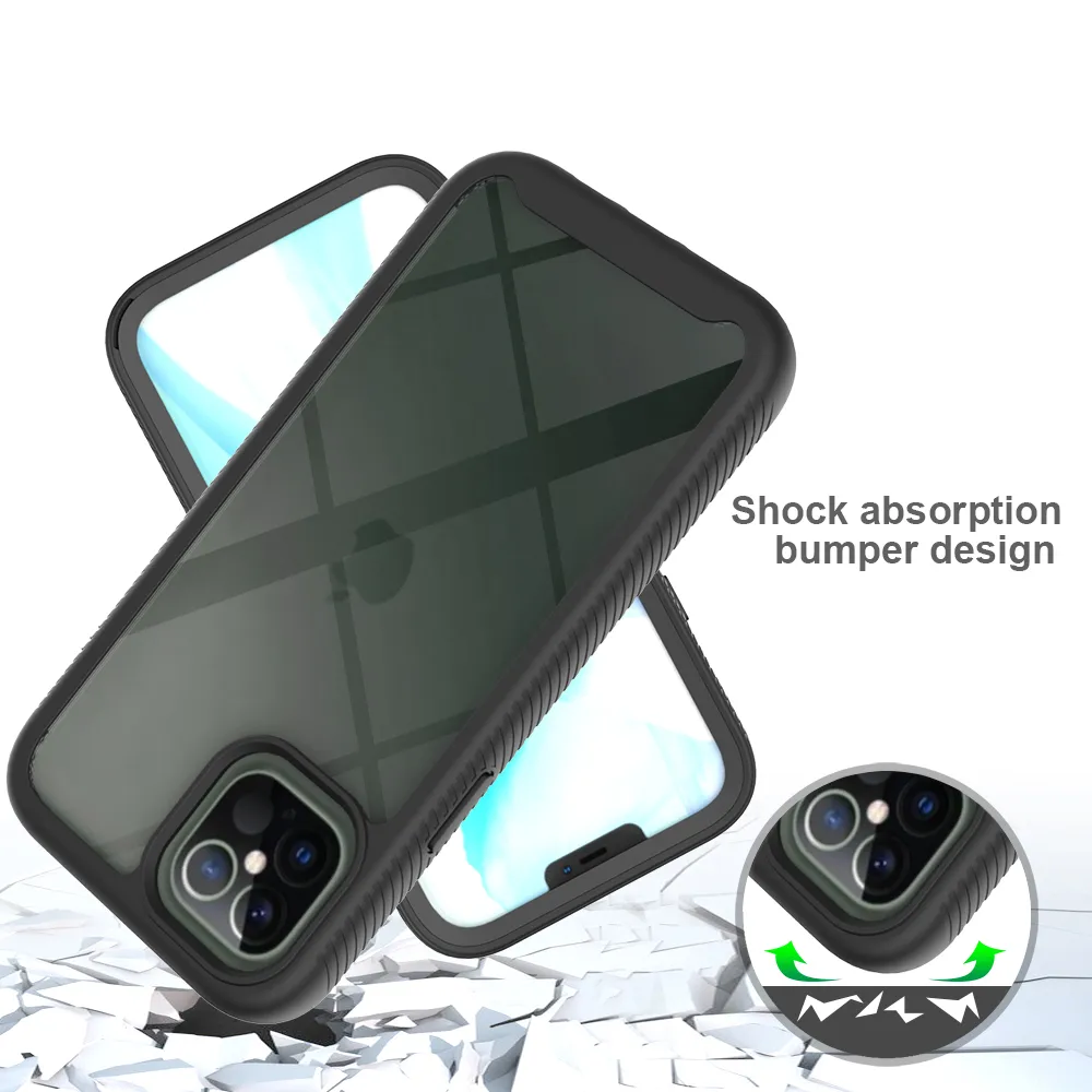 Hybrid Hard + TPU Väska till iPhone 12 Pro Max Shocksäker 2 i 1 Fodral för Apple iPhone 12 Pro / iPhone 12 Max Shield Transparent