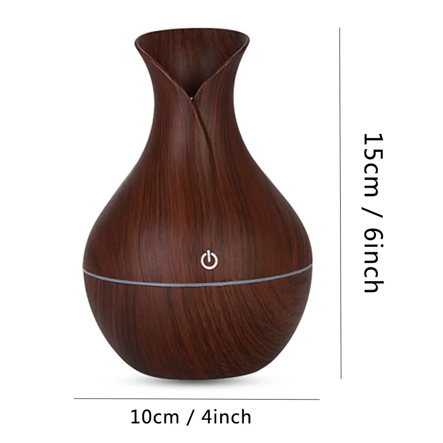 Diffuseur d'huile essentielle à grains de bois Aromathérapie à ultrasons Couleur de bambou Humidificateur USB 130 ml avec changement de nuit de nuit d'air purifie