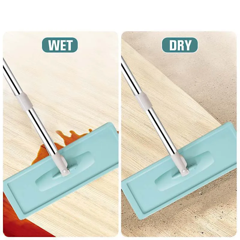 Hand Free Wringing Flat Squeeze With Bucket Microfiber Floor Cleaning Spray Mop Dry Wet Dual Use Home Mops T200703