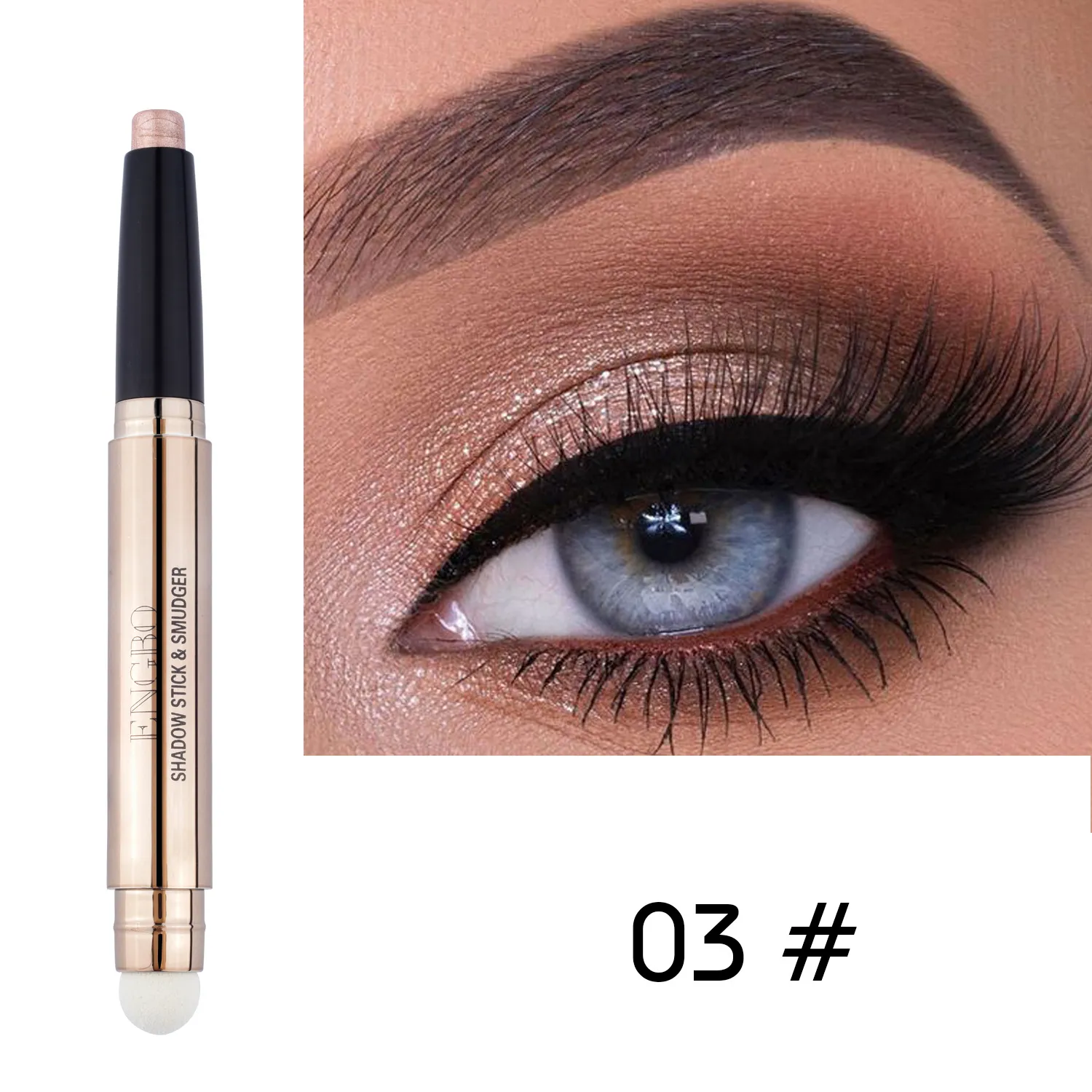 Double Eyeshadow Stick with Smudger Creamy Eyes Shadow Pencil and Blending Brush Shimmer Blue Red Green Make Up9992170