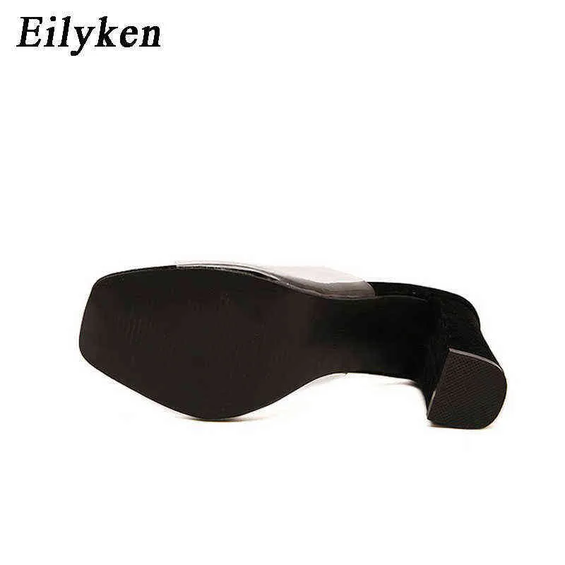 Pantoufles Eilyken été mode femme sandales peu profonde Rome bouche femme décontracté talon carré dames chaussures épaisses blanc noir taille 40220308